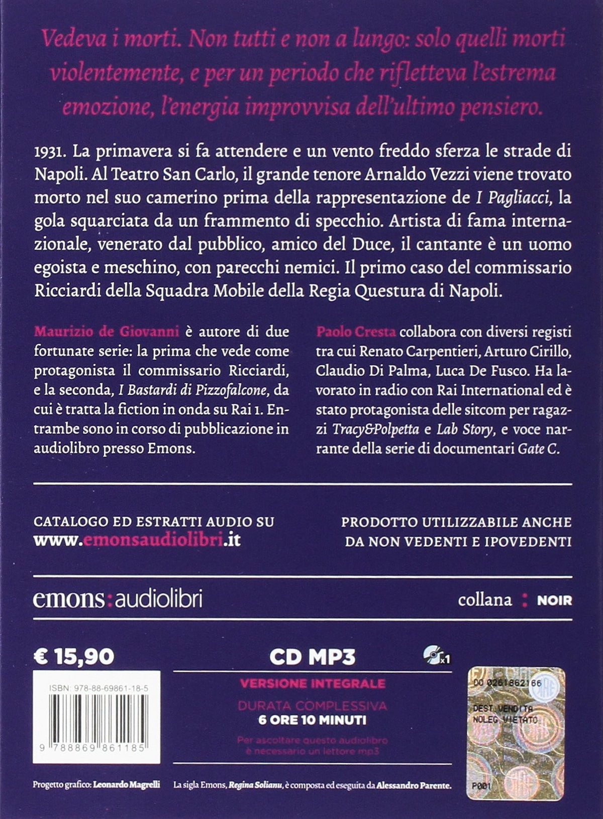 Il senso del dolore. L&#39;inverno del commissario Ricciardi letto da Paolo Cresta. Audiolibro. CD Audio formato MP3