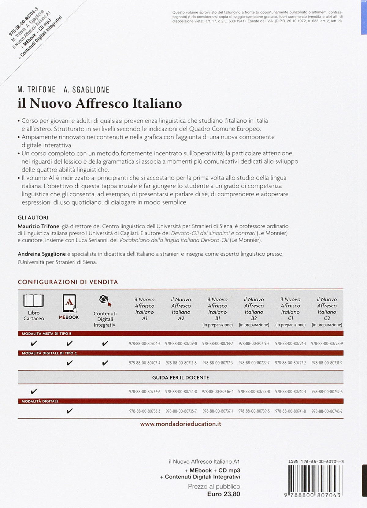 Il nuovo Affresco italiano A1. Corso di lingua italiana per stranieri.